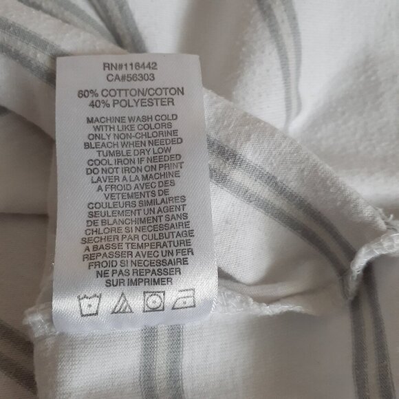 JV by Jac Vanek Women's Size Large White Gray Stripe Be A Good Human T-Shirt - Picture 6 of 9